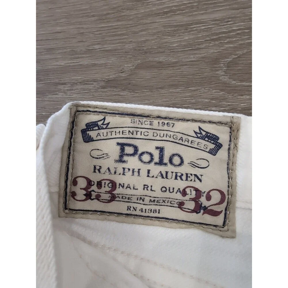 POLO RALPH LAUREN HAMPTON STRAIGHT MEN'S DENIM JEANS HUDSON WHITE 33X32  EUC